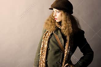 Fashion model in autumn/winter clothes