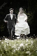 Happy couple on wedding day
