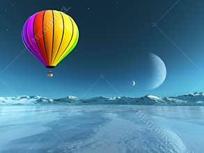 Surreal Hot Air Balloon, Alien Planet