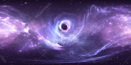 360 degree massive black hole panorama, equirectangular projection, environment map. HDRI spherical panorama. Space background wit