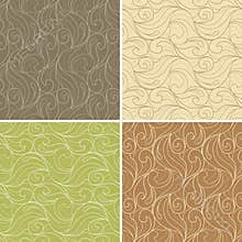 Curl floral seamless pattern combo