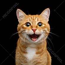 Gorgeous Ginger Cat on Isolated Black background