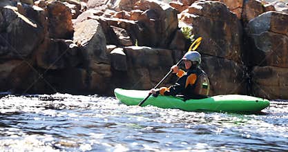 Woman kayaking in the river 4k