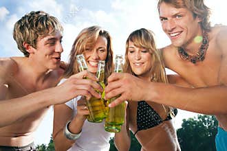 Celebrating party at beach