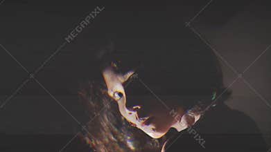 Creepy undead zombie woman staring at camera