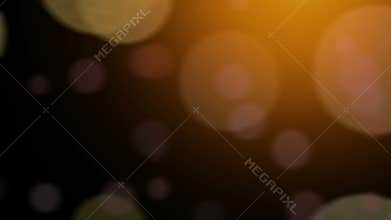 4K abstract bokeh golden light on black background