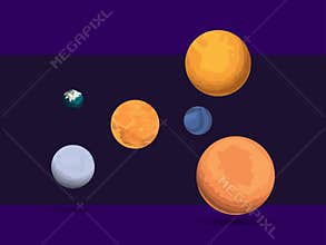 Planet set. Outer space. Deep space, constellations. Space giants. Vector