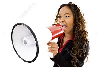 Woman with megaphone