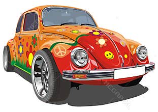 Vector retro cartoon car