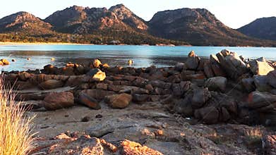 a panning shot of coles bay