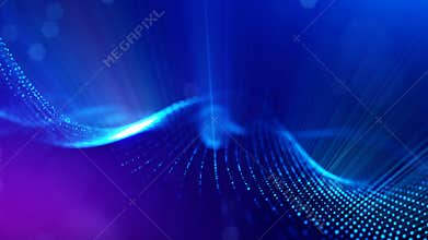 Sci-fi composition with oscillating luminous particles. 4k science fiction background with smooth looped animation of