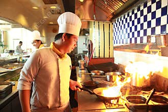 Chef flambe cooking