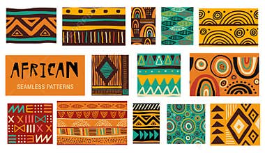 Seamless African modern art patterns. Vector collection