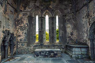 Corcomroe Abbey ruins located in the Burren region of County Clare, Ireland