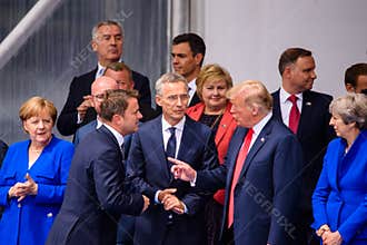Angela Merkel, Xavier Bettel, Jens Stoltenberg, Donald Trump, Theresa May