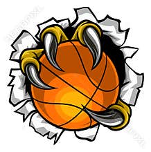 Basketball Ball Eagle Claw Tearing Background
