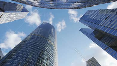 Seamless loop - looking up at business buildings