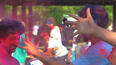 Holi festival slow motion