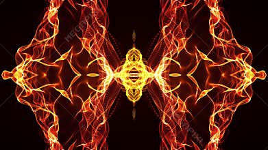 Abstract conceptual design. Fiery butterfly over black background