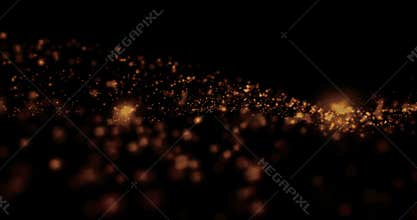 Christmas golden light shine particles blur bokeh loopable on black background, holiday congratulation greeting party happy