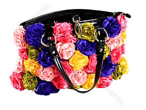 Female bag with artifical flowers