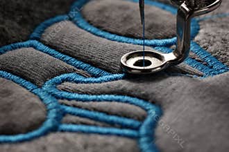 embroidery and application with embroidery machine - macro of progress satin stitch