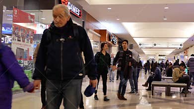 Motion of people shopping and buying food