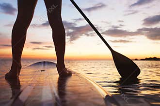 Sup, stand up paddle board in sea