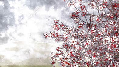 Blooming sakura cherry in watercolor art style 4K
