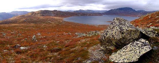Panoramic autumn landscape in Norway