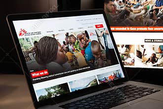 Milan, Italy - August 15, 2018: Doctors without borders NGO webs