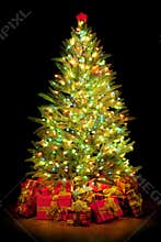 Presents around Christmas tree