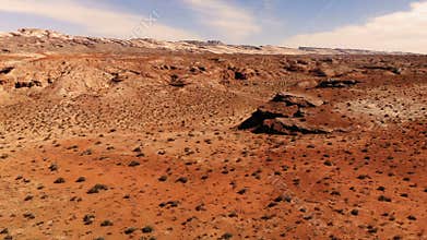 Desert in Utah, USA. Scenic landscape. Nature, geology, environment of Utah. View from above, aerial view, drone shot