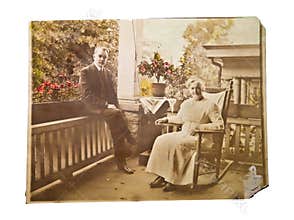 Old Photo of Couple on a Porch