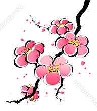 Chinese painting of sakura