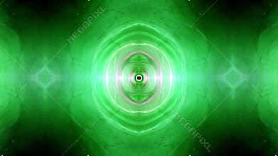 flicker glow green rotating kaleidoscope tunnel