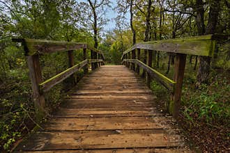 Inks Lake State Park in the Texas hill country walking path bridge