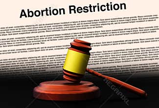 Abortion Restriction Background with Newspaper and court order. Latest trending problem in the world