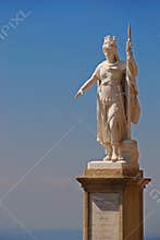 Close up of Liberty Statue, symbol of freedom, at Public Palace Palazzo Pubblico, Piazza della Liberta, Republic of San Marino