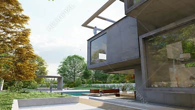 Contemporary original cubic home  with pool and garden