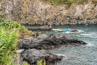 Natural pool at Caloura Sao Miguel, Azores Islands, Portugal