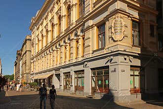 Latvia. Riga. Pedestrian kalku iela or Lime Street .