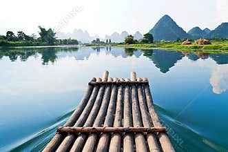 Bamboo raft on Li River, China