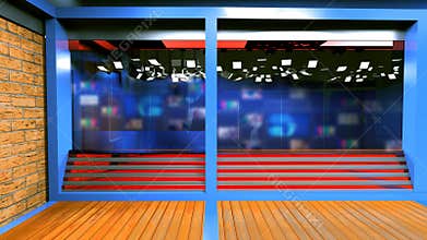 3D Virtual News Studio Background