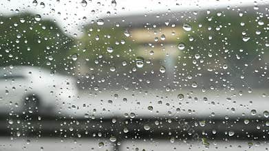Selective focus droplet on windows of car