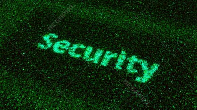 Abstract technological background with a word security, concept of hacking and cyber attacks. Animation. Visualization