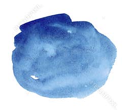 Abstract blue watercolor shape. Watercolor hand drawn stain isolated on white