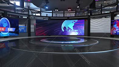 3D Virtual News Studio Background looped