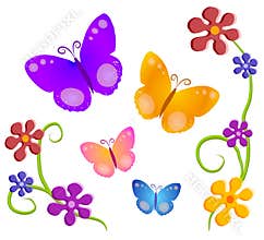 Butterflies Flowers Clip Art 1