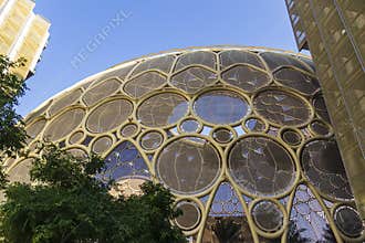 Dubai, UAE - 10.15.2021 Visitors at the entrance to the EXPO 2020 Al Wasl dome. Event